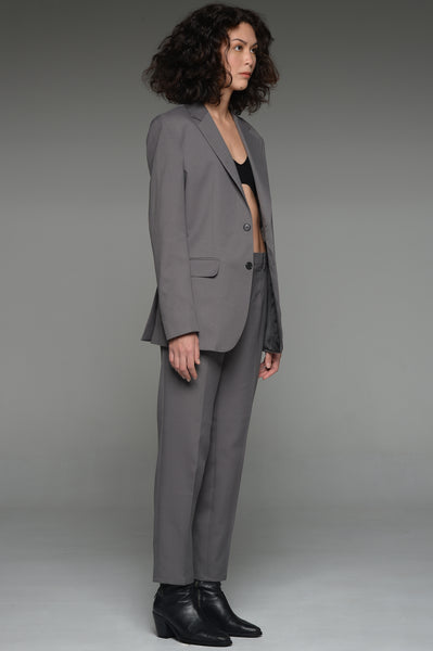 Taupe Gray Single Breasted Suit Set