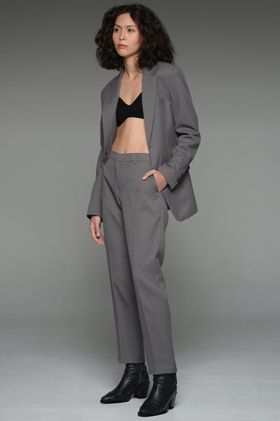 Taupe Gray Single Breasted Suit Set