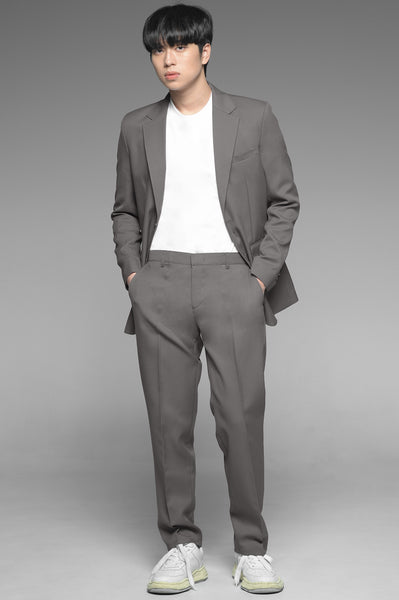 Taupe Gray Single Breasted Suit Set