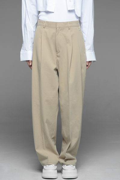 Khaki Double Pleat Trousers