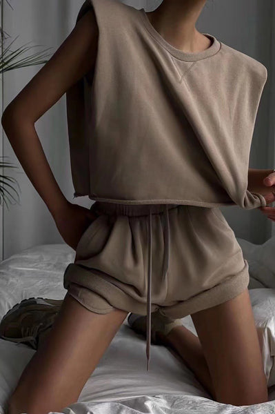 Khaki Boxy Sweat Set