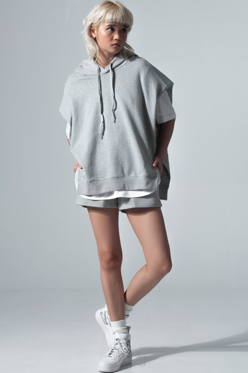 Heather Grey Boxy Hoodie Set