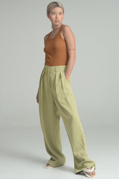 Sage Green Double Pleat Trousers