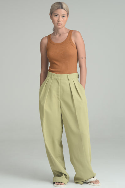 Sage Green Double Pleat Trousers