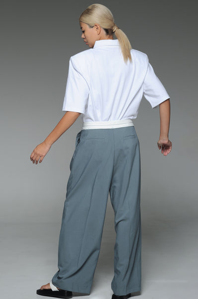 Air Force Blue Turned Out Waistband Trousers