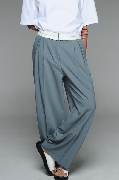 Air Force Blue Turned Out Waistband Trousers