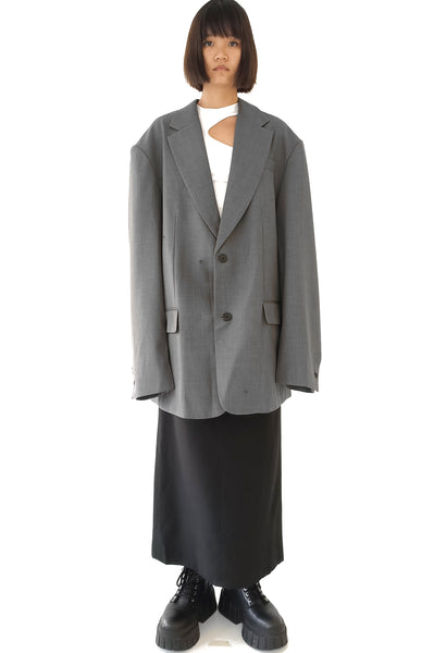 Gray Oversized Slouchy Single Breasted Blazer