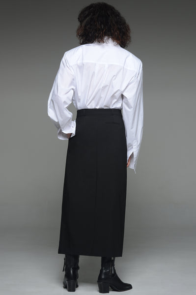 Black Asymmetric Waistband Skirt