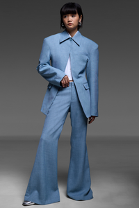 Cornflower Blue Jacket And Flared Trousers Set