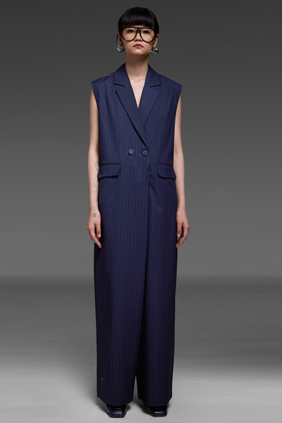 Navy Blue Blazer Jumpsuit