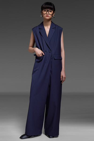 Navy Blue Blazer Jumpsuit