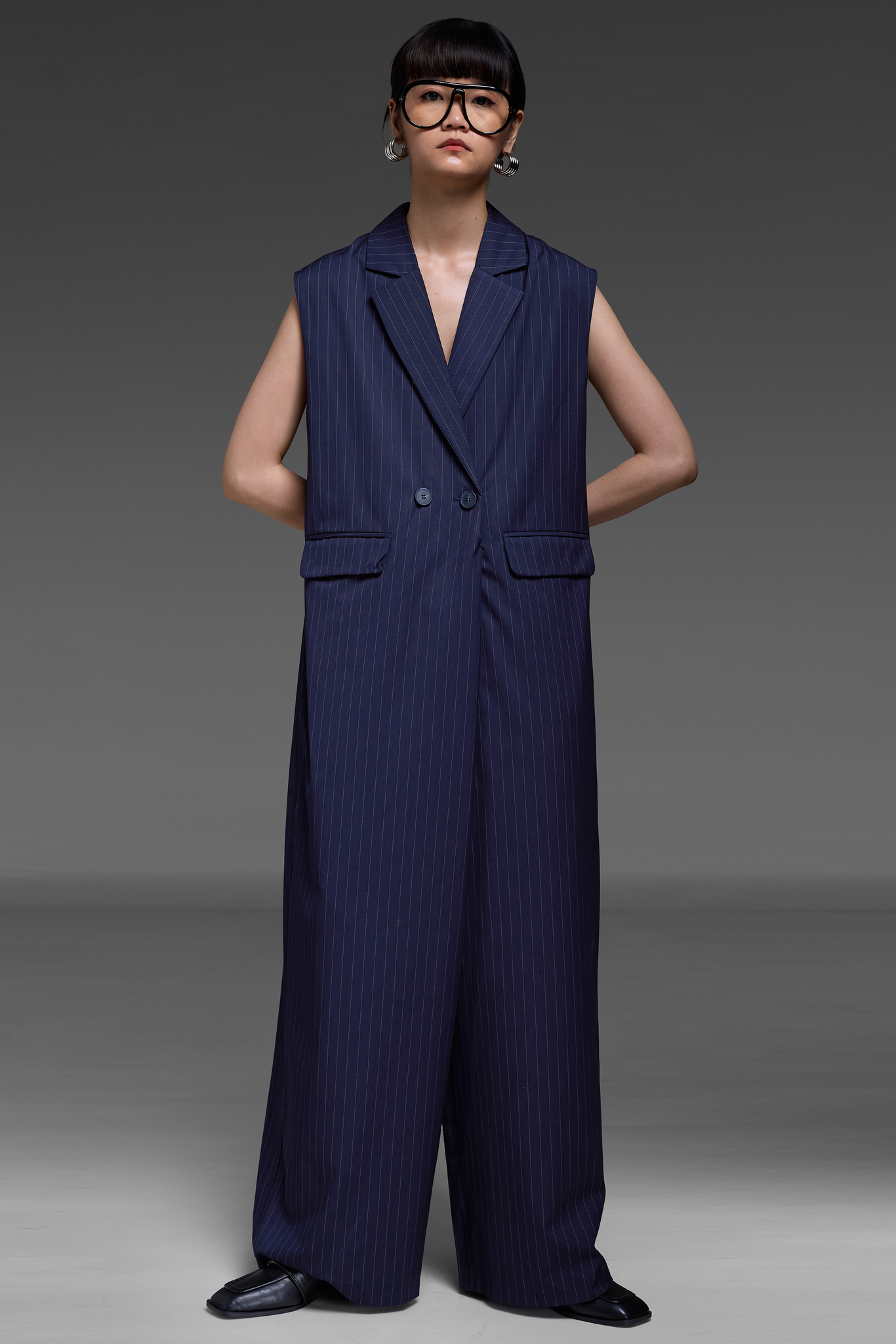 Navy Blue Blazer Jumpsuit