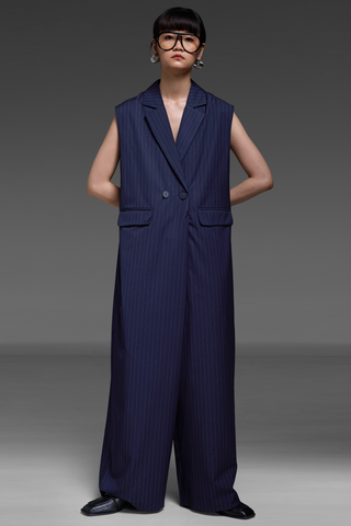 Navy Blue Blazer Jumpsuit