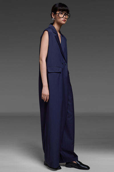 Navy Blue Blazer Jumpsuit