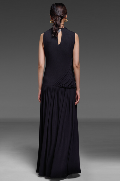 Black Ruched Detail Maxi Dress