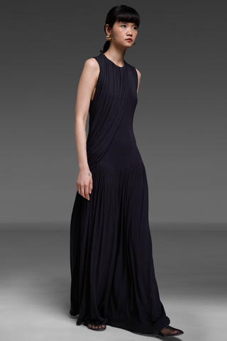 Black Ruched Detail Maxi Dress