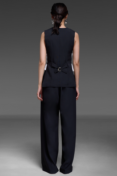 Black Ribbon Vest and Trouser Match Set