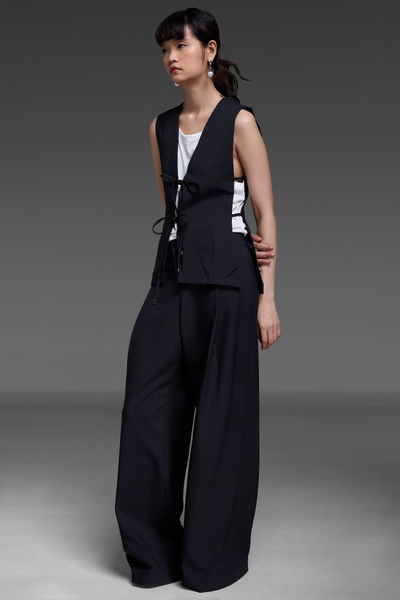 Black Ribbon Vest and Trouser Match Set