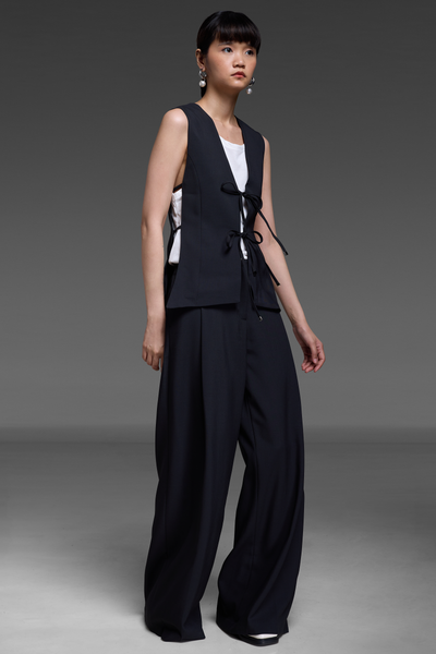 Black Ribbon Vest and Trouser Match Set
