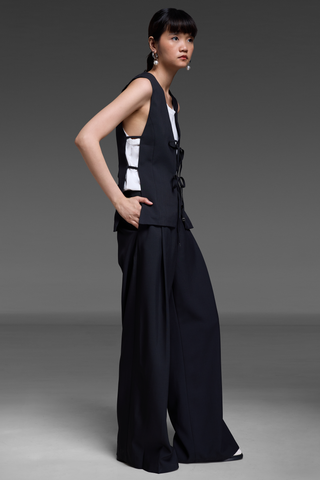 Black Ribbon Vest and Trouser Match Set