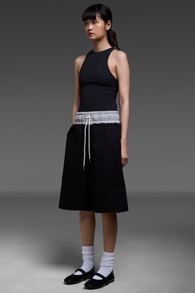 Black Contrast Waistband Shorts