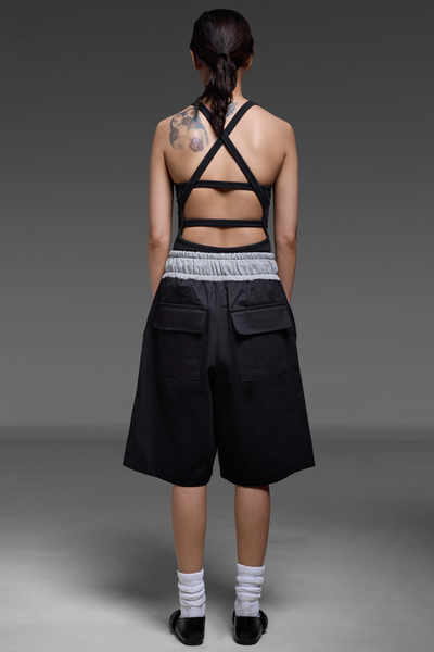 Black Contrast Waistband Shorts