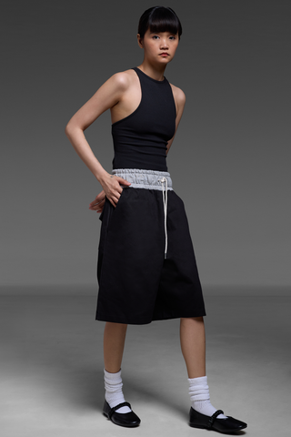 Black Contrast Waistband Shorts