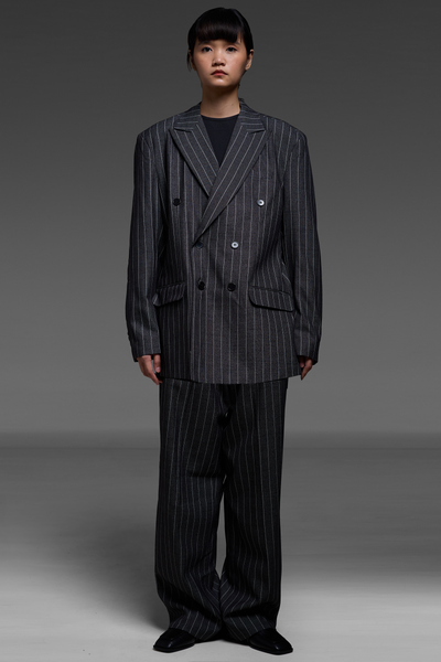 Black Pinstriped Blazer And Trousers
