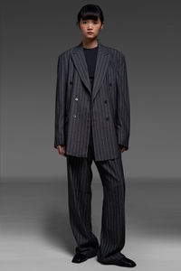 Black Pinstriped Blazer And Trousers