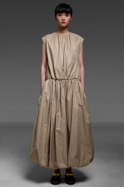 Khaki Drop-Waist Bubble Dress
