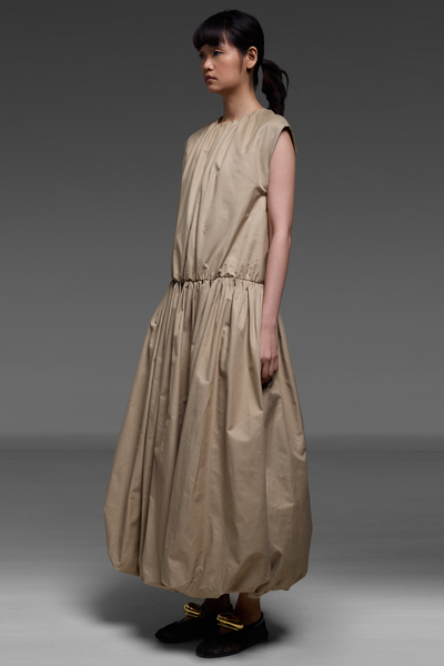 Khaki Drop-Waist Bubble Dress