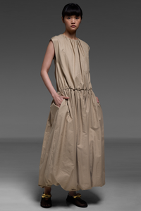 Khaki Drop-Waist Bubble Dress