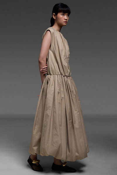Khaki Drop-Waist Bubble Dress