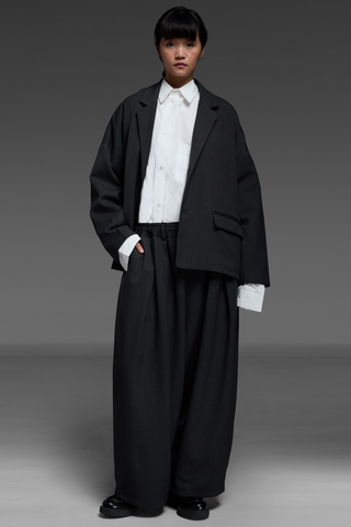 Dark Gray Round Blazer And Trouser Match Set