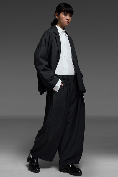 Dark Gray Round Blazer And Trouser Match Set