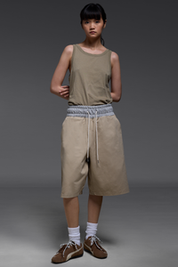 Khaki Contrast Waistband Shorts
