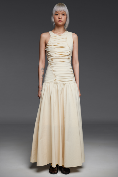 Eggshell Dropped Waist Long Dress