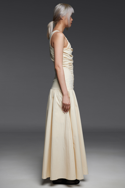 Eggshell Dropped Waist Long Dress