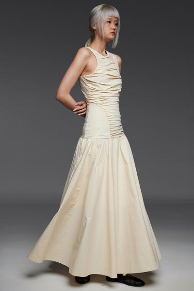 Eggshell Dropped Waist Long Dress