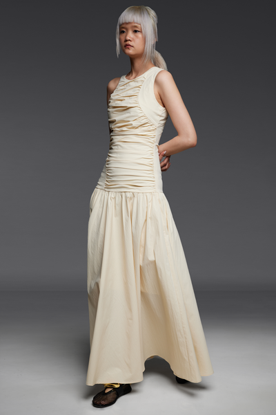 Eggshell Dropped Waist Long Dress