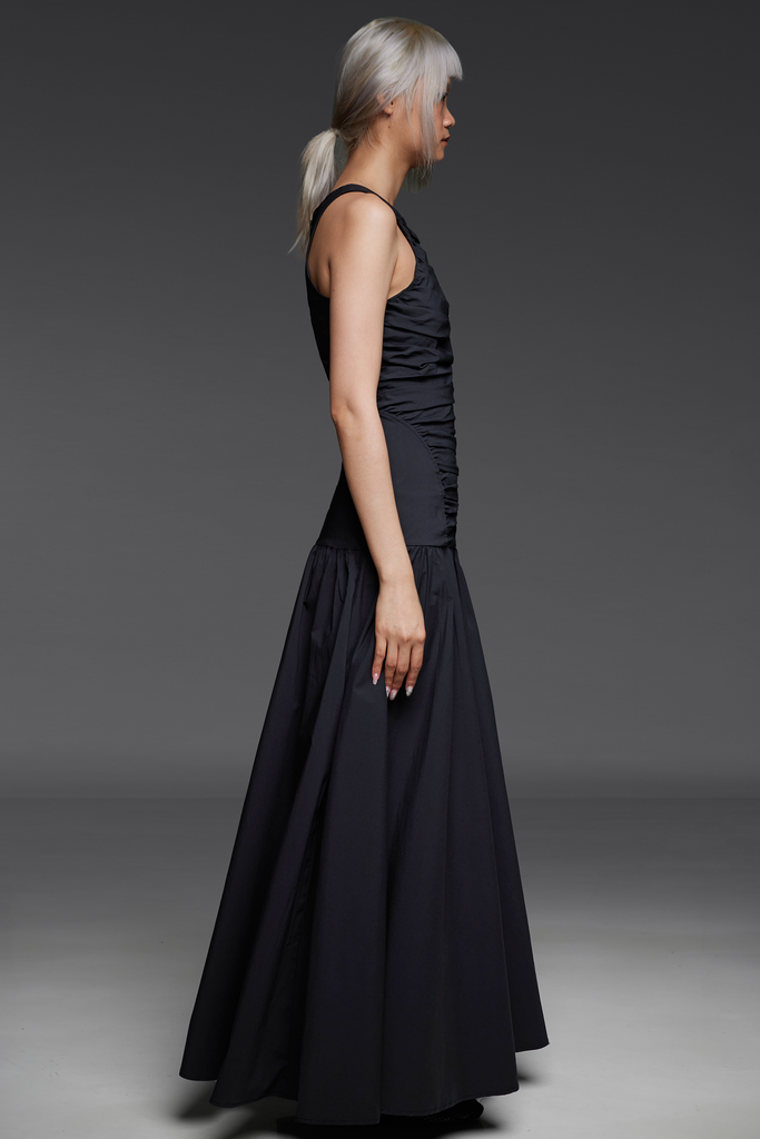 Black Dropped Waist Long Dress deliverdeliverdaily Black Dropped Waist Long Dress deliverdeliverdaily