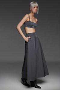 Dark Gray Bandeau and Maxi Skirt Match Set