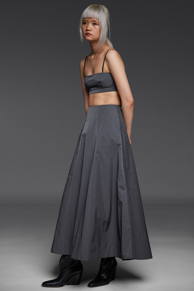 Dark Gray Bandeau and Maxi Skirt Match Set