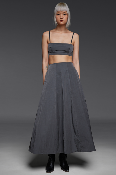 Dark Gray Bandeau and Maxi Skirt Match Set