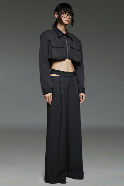 Black Jacket and Cut-Out Trouser Match Set