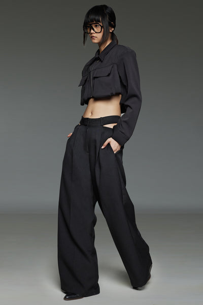 Black Jacket and Cut-Out Trouser Match Set