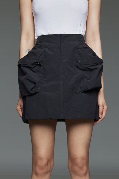 Black Utility Two-Pocket Mini Skirt
