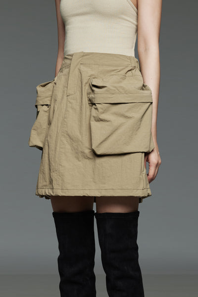 Khaki Utility Two-Pocket Mini Skirt