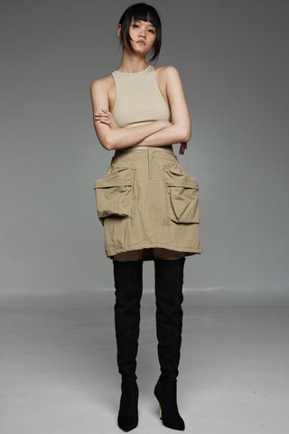 Khaki Utility Two-Pocket Mini Skirt