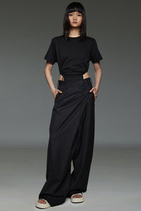 Black Cut-Out Shirred Bodysuit